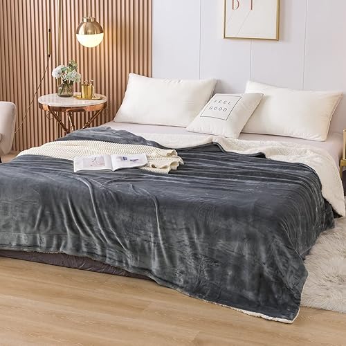 COTTEBED Mantas cálidas de franela Sherpa para ropa de cama King, reversibles, ultra afelpadas, 580 GSM, suaves, cómodas, esponjosas, mullidas, de