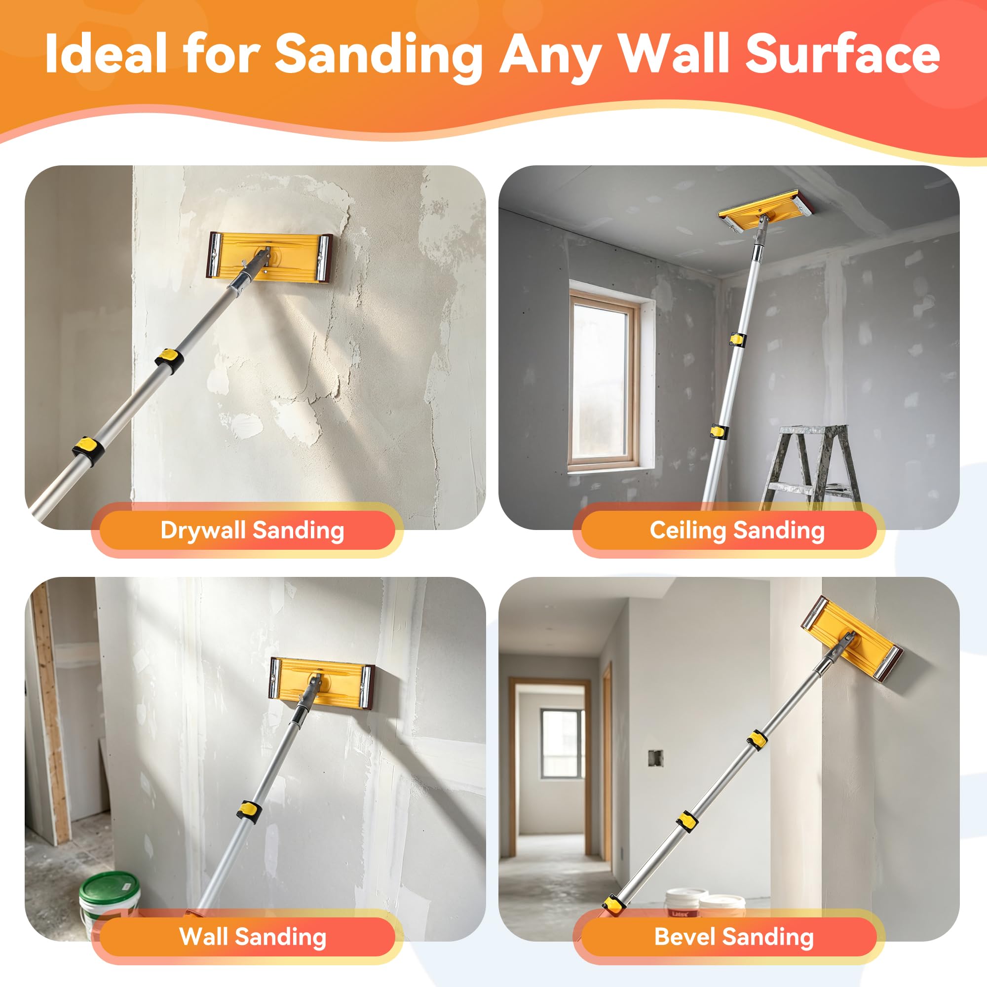 Drywall Pole Sander - Telescoping & 25 Sheets -6