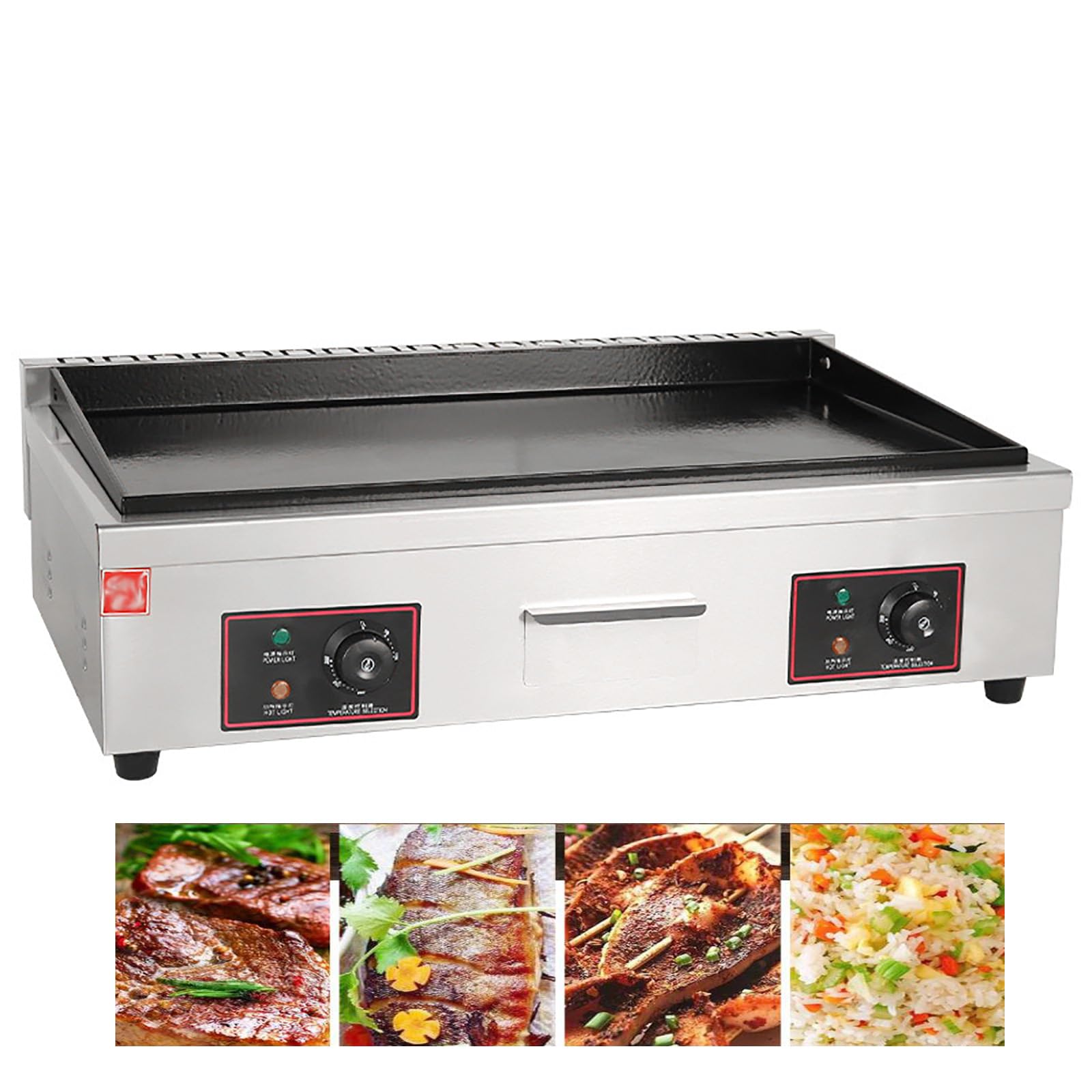 Commerciale Barbecue Elettrico, Griglia Elettrica Senza Fumo, Liscio Piastra Elettrica per Cucinare, Bistecchiera Elettrica in Acciaio Inox, per Camping E Ristorante, 4400W