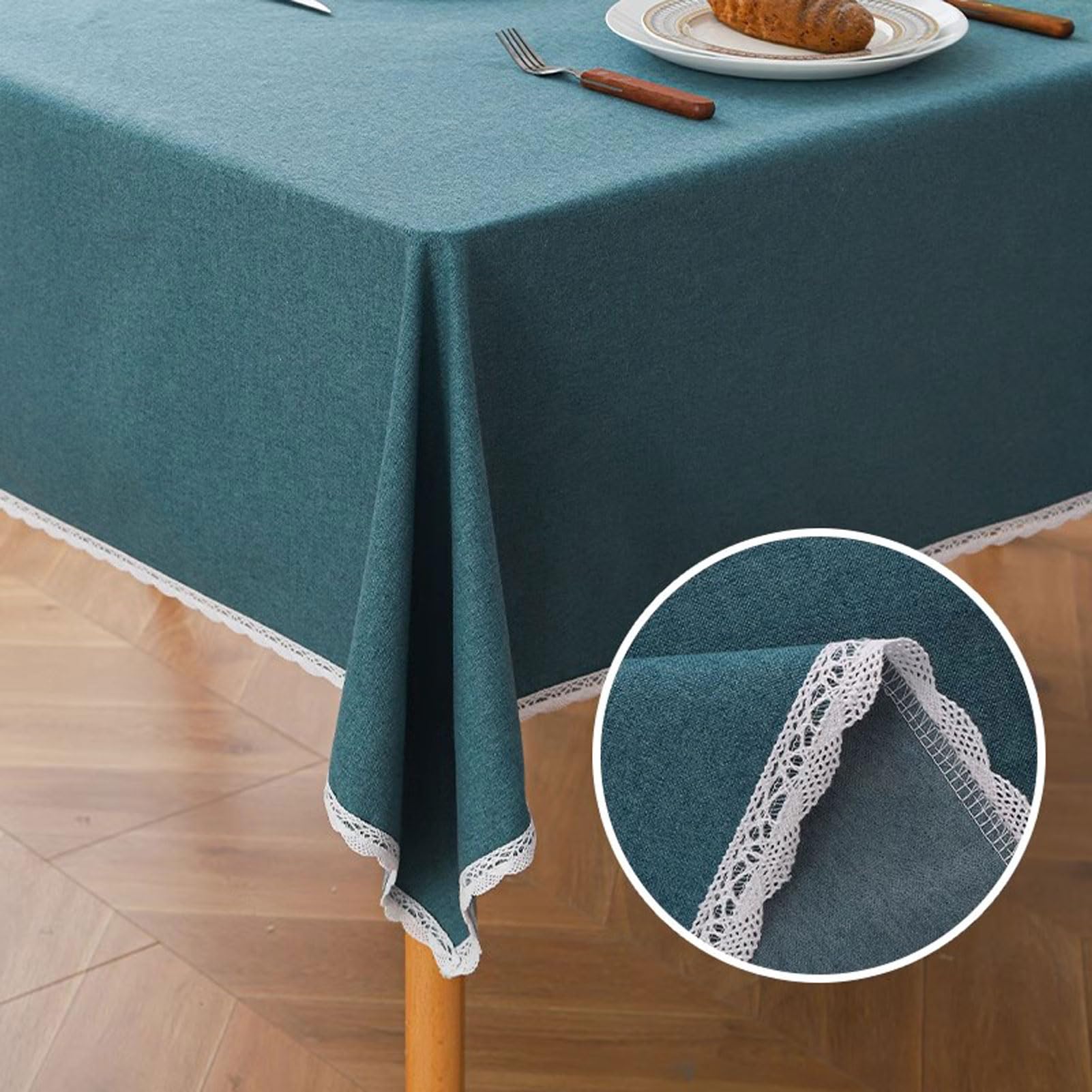 Mantel Antimanchas Rectangular 140x200cm, Mantel Picnic Mantel Mesa Tela, Tela Manteles de Lino, para Mesas Rectangular, Cocina Jardín Lavable