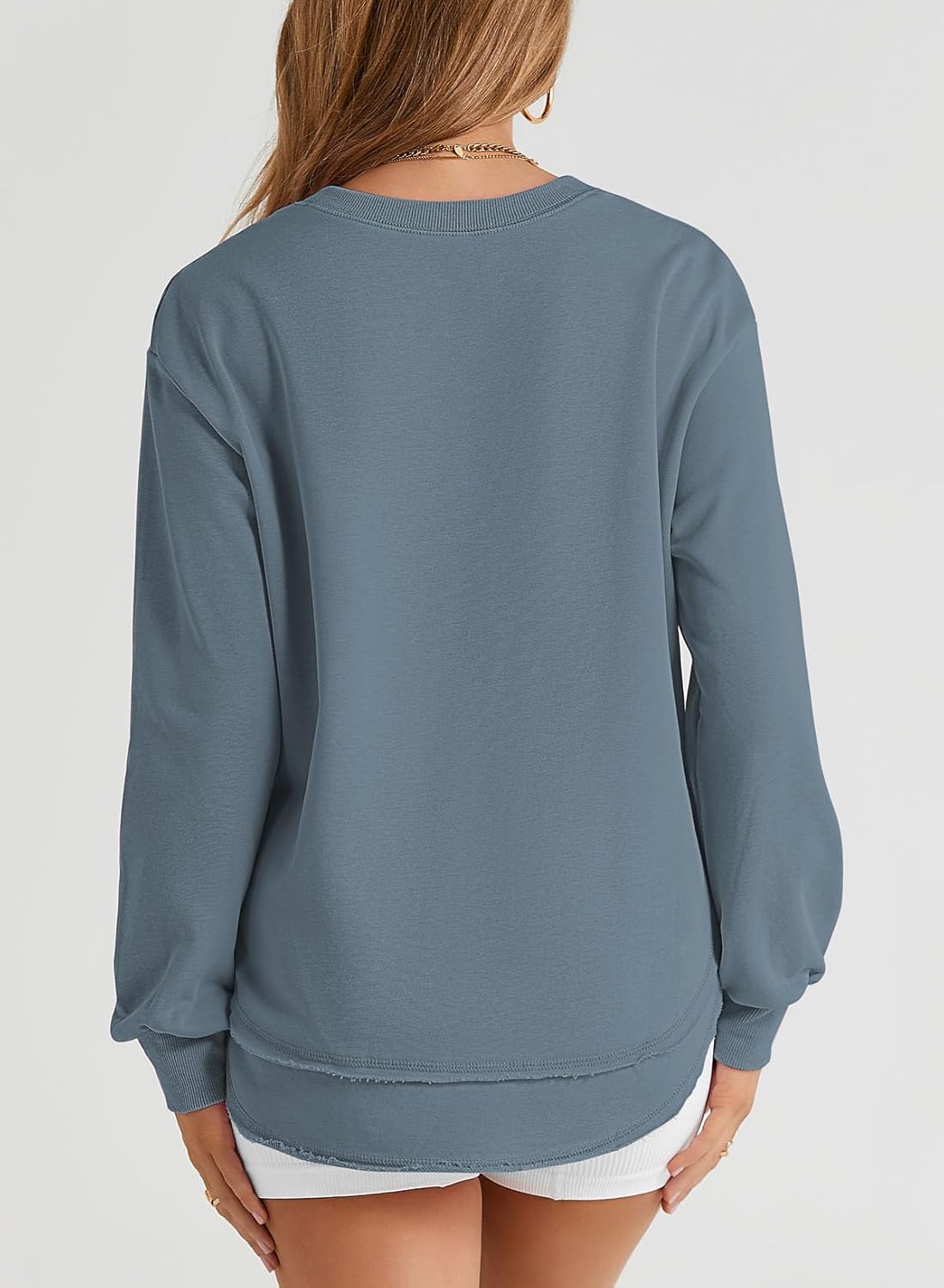 EVALESS Sweatshirt for Women Crewneck Long Sleeve Side Split Tops Casual Solid Color Loose Pullover Shirts 2025 Clothes - Image 5