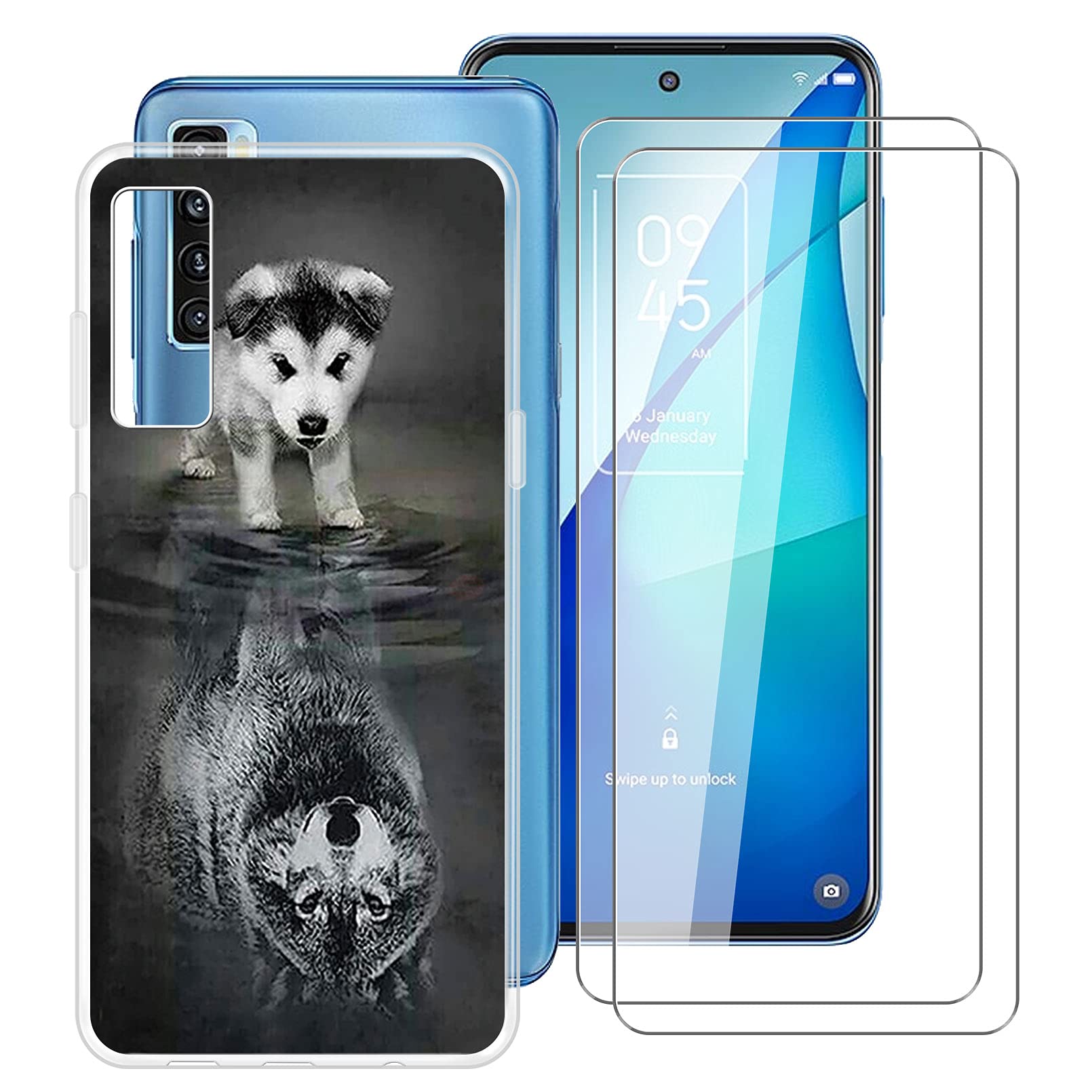 ZXLZKQ Cover Per TCL 20L+ T775H Con 2 Pellicole In Vetro Temperato – Custodia Morbida TPU Trasparente Antiurto