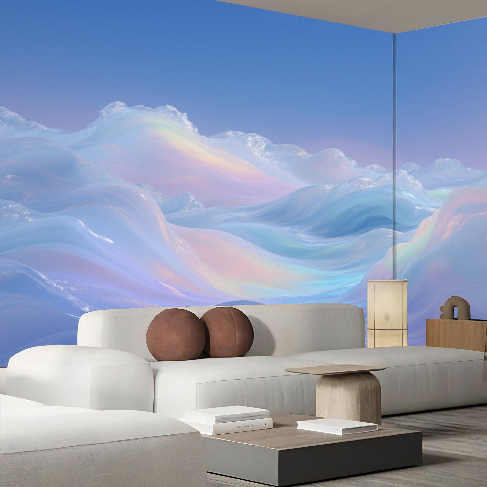 Papier peint panoramique 3D montagnes au design géométrique raffiné