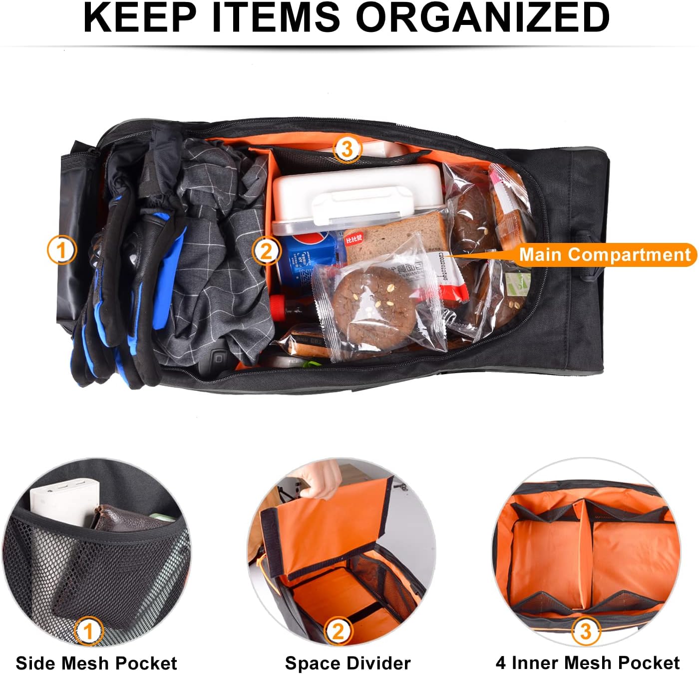 Under Seat Bag Compatible with Honda Ruckus 2010-2025 Accessories, Water-Resistant Scooter Side Frame Storage Bag with Shoulder Strap - Black Trim