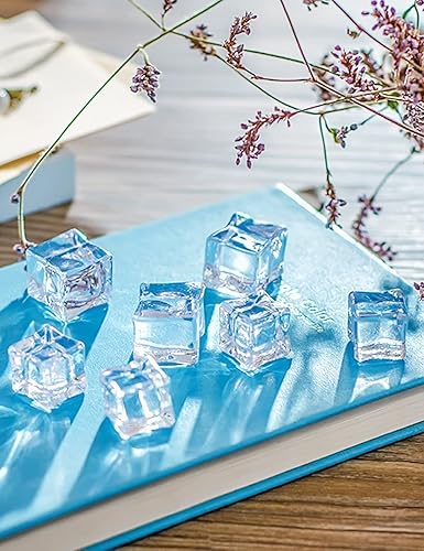 Miniatura 3 de DomeStar Cubos de hielo falsos transparentes, 20 cubos de hielo de plástico de 1.0 pulgadas, acrílico transparente, cristales de diamante de roca de