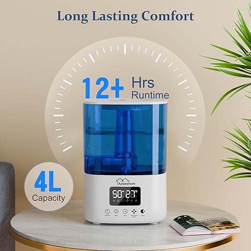 Miniatura 4 de Humidificador inteligente para dormitorio, habitación grande, humidificador de llenado superior de niebla fría de 4 litros con control de