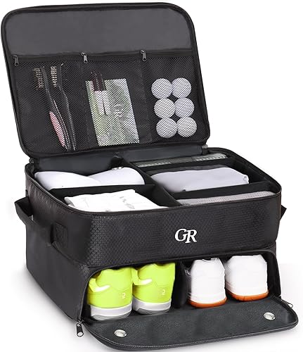 GLORIEROO Organizador de maletero de golf de 2 capas, bolsa de zapatos de viaje de golf, organizador de golf para bolsa de almacenamiento para