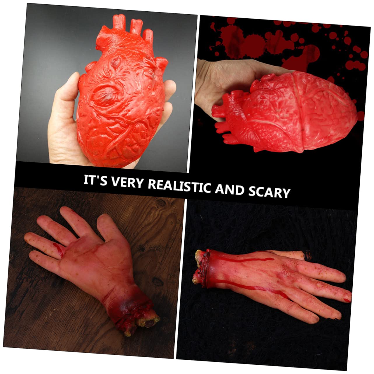 5 Pezzi Mano di Halloween Rossa in Plastica, Oggetti di Scena Horror