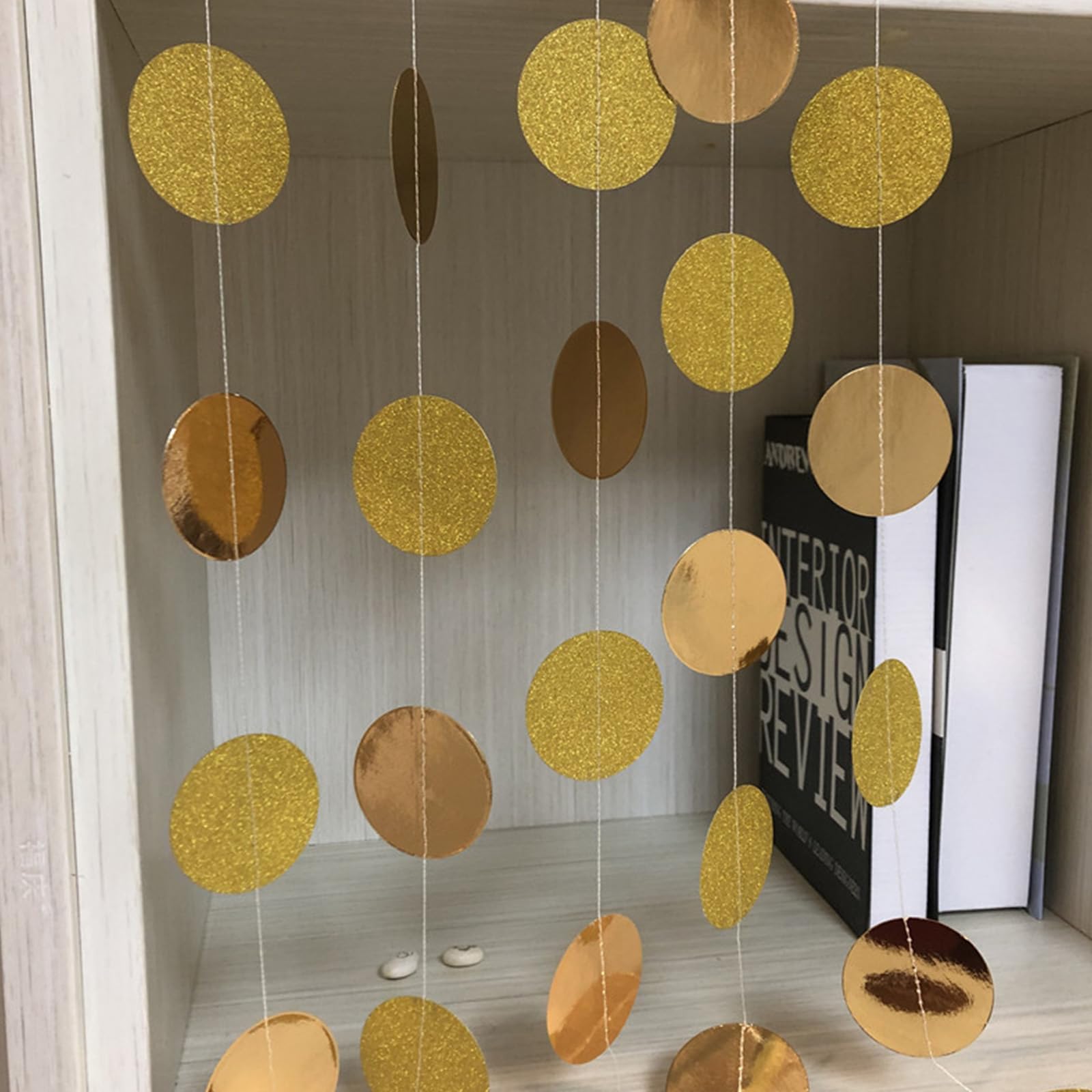 6 stuks papieren slinger, rond, 4 m, hangende iridescent ronde slinger
