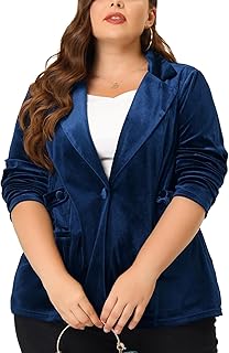Plus Size Velvet Blazers Jackets for Women Casual Lapel Suit Office Work Blazer