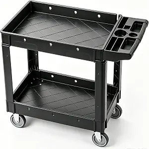 VEVOR Utility Service Cart, 2 Shelf, Heavy Duty Plastic Rolling Cart with Swivel Wheels