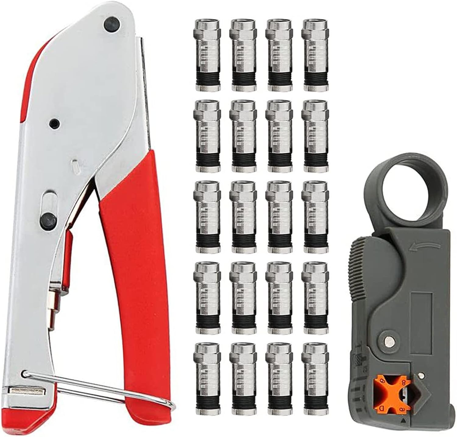 FLK Tech Crimping Tool Set Compression Tool and Cable Stripper for RG59