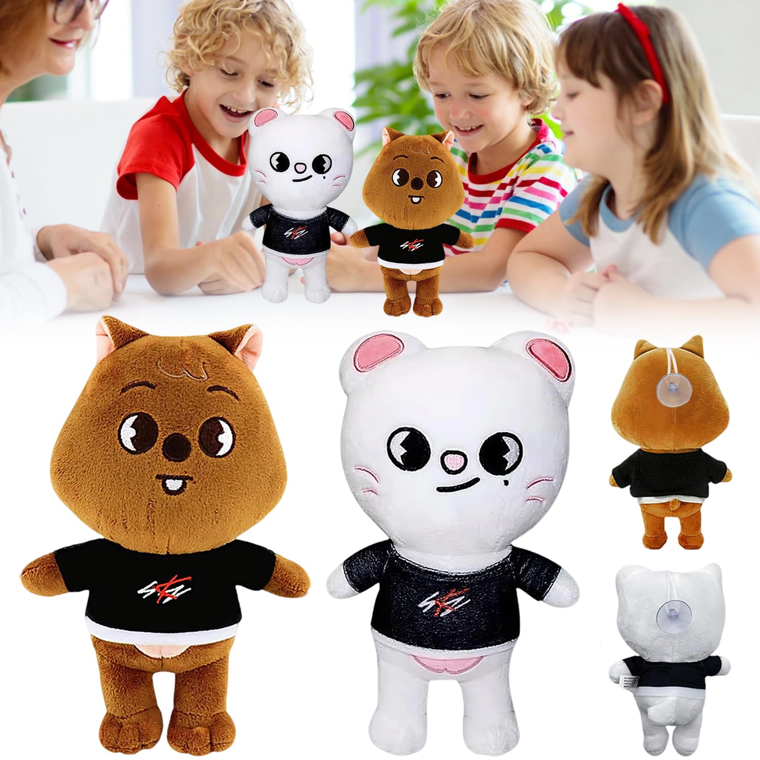 2 Piezas Stray Kids Peluche, Skzoo Plush Doll, Stray Kids Animal Plushie, decuado para fanáticos de SK, Amigos (Pollo Amarillo+Lobo Gris) — view 9