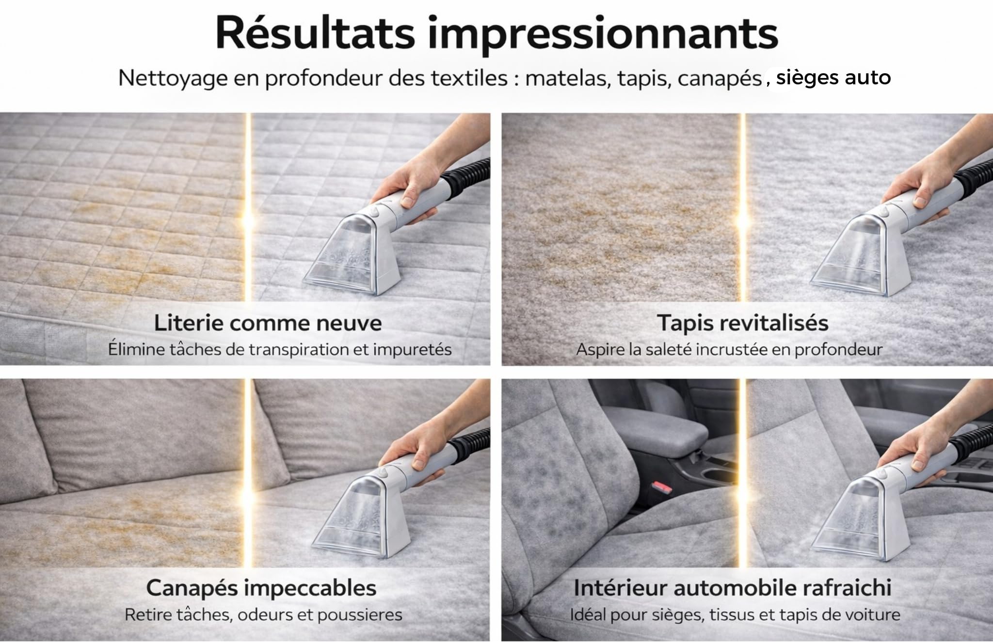 AquavexPro™ Ultra – Nettoyeur Injecteur Extracteur 1700W - 4 en 1 - Eau Froide/Chaude 65 °C & Vapeur 100 °C, Réservoirs 1.8L+1.1L - Shampouineuse Canapé, Tapis, Sièges Auto, Surfaces Dures, Vitres