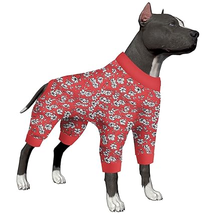 LovinPet Pet Shirt, Anxiety Calming, Anti Licking Dog Pajamas, Lightweight Print Floral Coral Prints 4 Leg Dog Pjs for Large Dog Clothes for Party, Camping, Travelling, Indoor