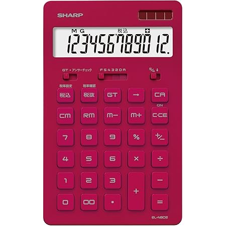Amazon シャープ 電卓 12桁 ナイスサイズタイプ レッド系 El N802 Rx 文房具 オフィス用品 文房具 オフィス用品