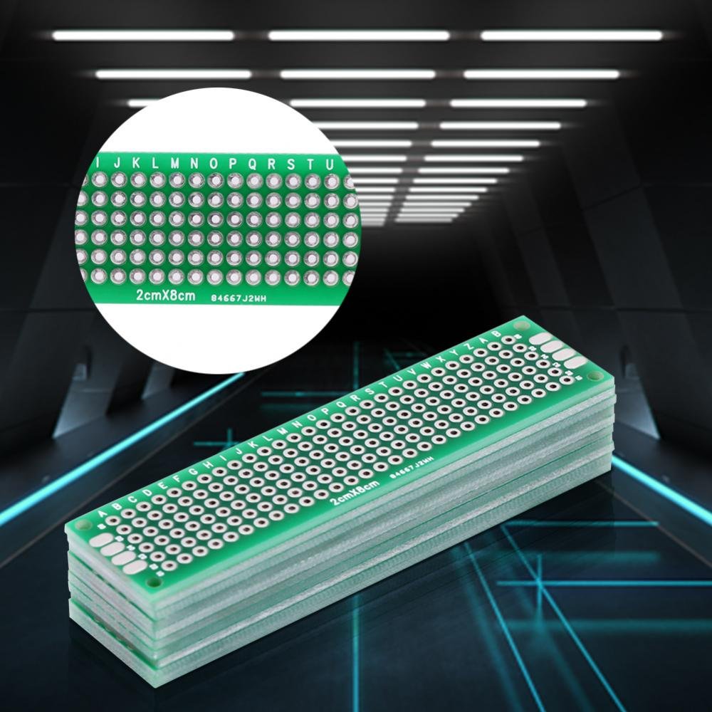 Akozon Basetta Millefori, 10 pz Doppia Faccia Prototipazione Circuiti Stampati Universale Componenti Elettronici per Saldatura a Saldare Fai te 2 x 8 cm