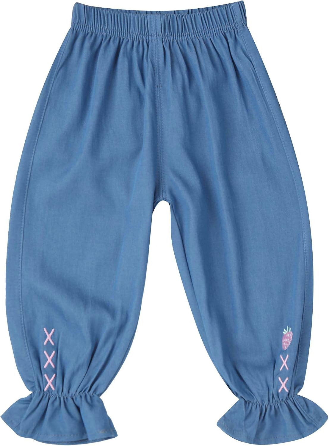 Baby Girls Cotton Linen Trousers Kids Casual Ankle Pants Loose Long Bloomers