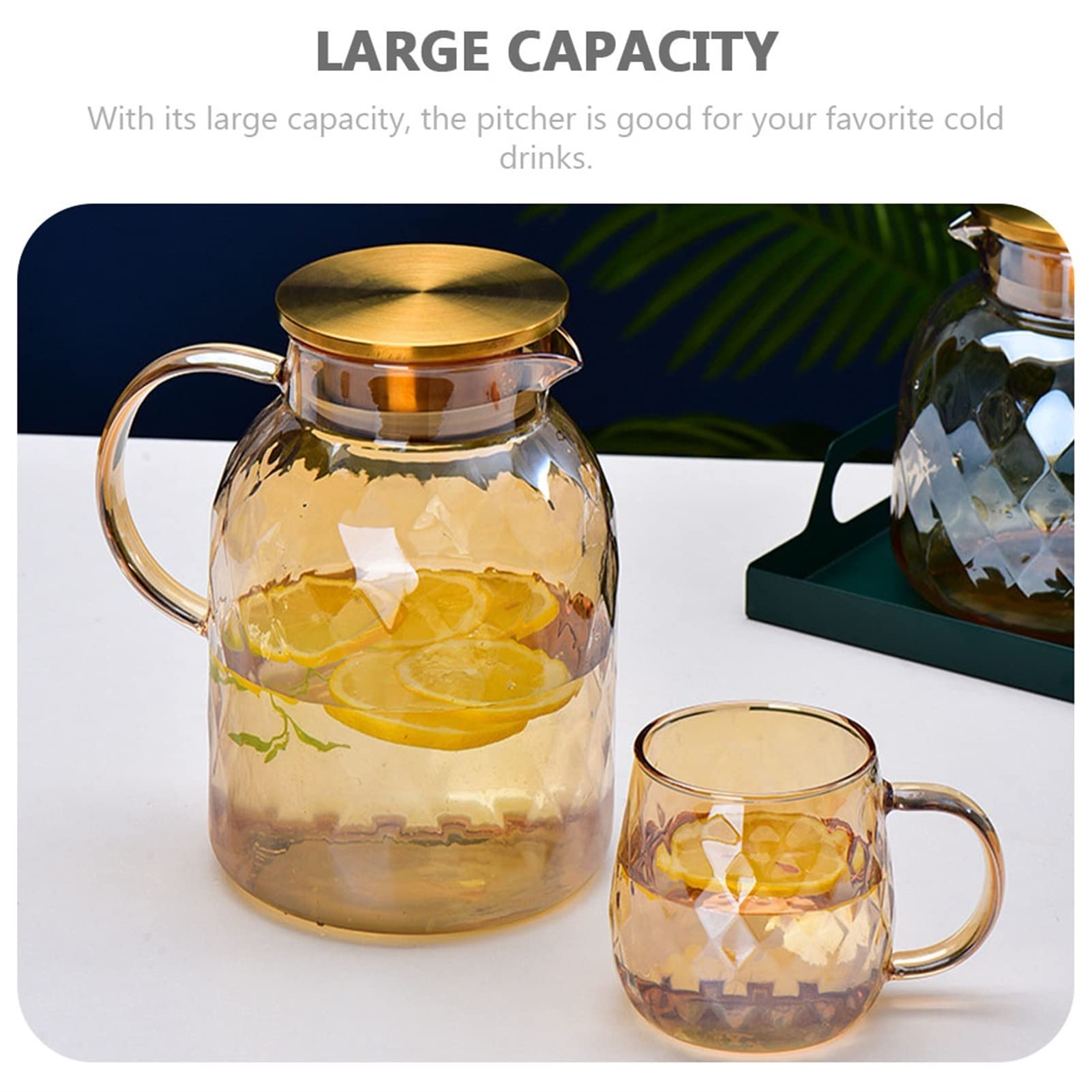 Krüge 1800 ml Glaskrug großer Topf Kaltwasserkrug kaltes Wassergetränkskrug Krug Wasserkrug (Color : Light Brown)