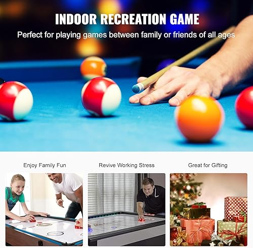 Vista 7 de VEVOR Mesas de hockey de aire de 72 y 89 pulgadas con marcador LED, mesa de juegos 3 en 1 de 88 pulgadas (hockey, billar, ping pong), incluye