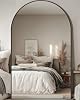 Full Length Mirror, 72x44 Floor Mirror Freestanding, Oversized Floor Standing Mirror Full Body Mirrors with Stand for Bedroom, Hanging Mounted Mirrors for Living Room, Black, Arched