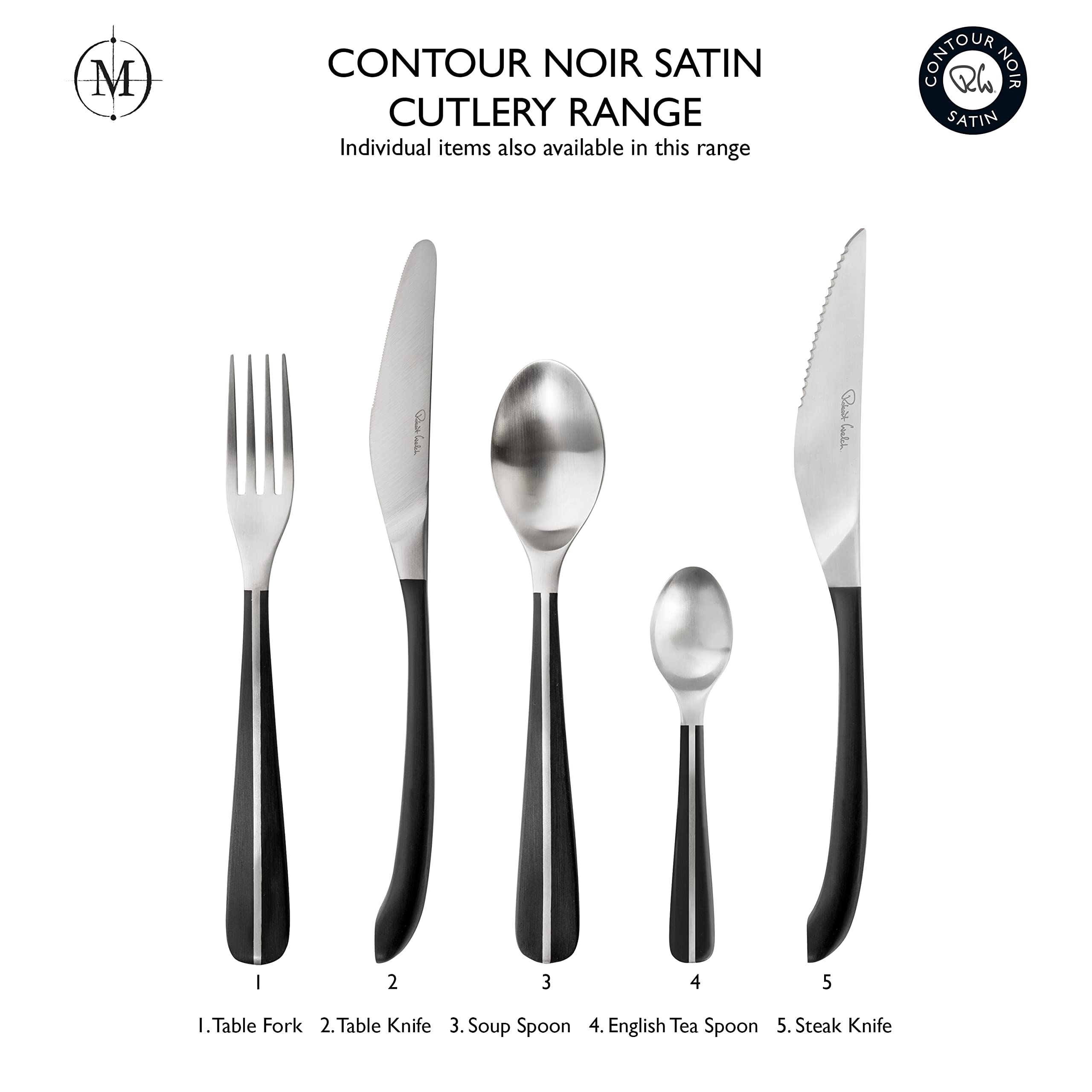 Robert Welch Contour Noir Steak Knife Set for 4 People. : Amazon