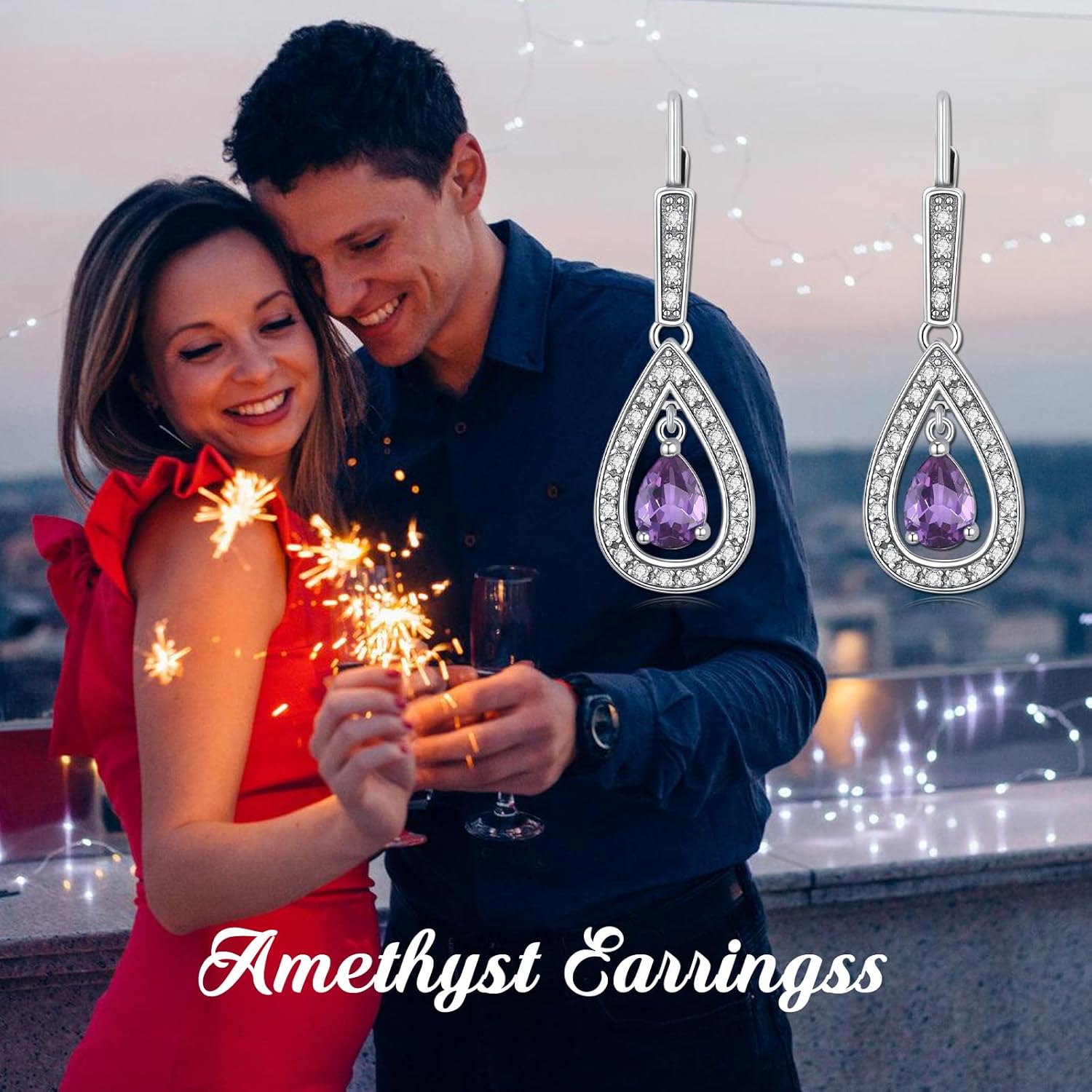 Pear Cut Genuine or Created Gemstone Dangle Earrings 925 Sterling Silver Vintage Birthstone Leverback Earrings for Women Gifts - Image 6