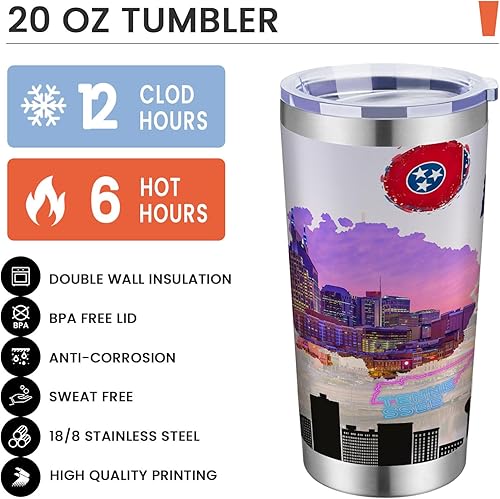 Miniatura 4 de SMLIXE Vaso aislado de 20 onzas de Tennessee State, taza de café con mapa de Estados Unidos, regalo de cumpleaños, lindo vaso personalizado con tapa