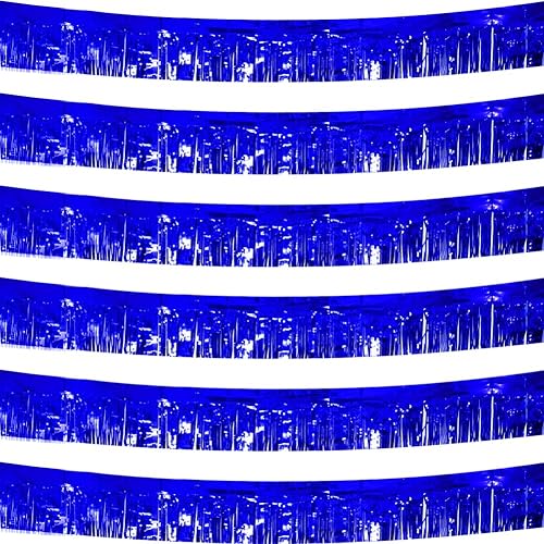 Paquete de 6 guirnaldas de flecos de papel de aluminio de 10 pies, pancarta metálica de oropel para colgar en la pared, cortinas flotantes para