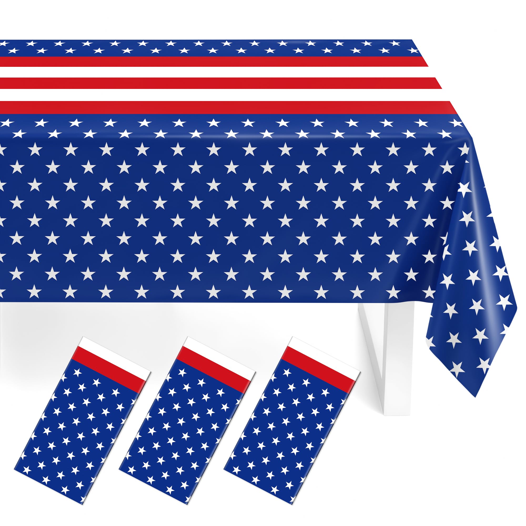 3 Pack Patriotic Tablecloths,Red White and Blue Tablecloth,Patriotic Decor