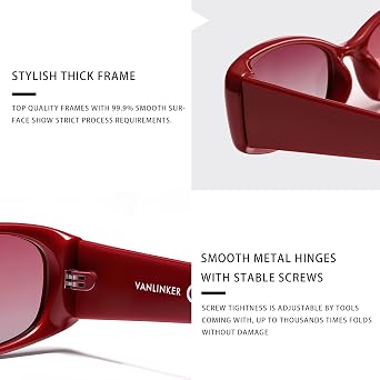VANLINKER Trendy Small Polarized Rectangle Sunglasses for Women Men Retro 90s Shades VL9787