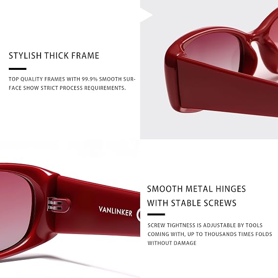 VANLINKER Trendy Small Polarized Rectangle Sunglasses for Women Men Retro 90s Shades VL9787