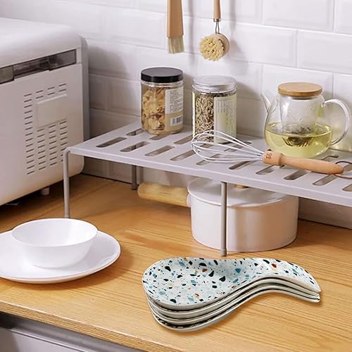 Miniatura 7 de Soporte de cuchara grande de cerámica para estufa, soporte para cuchara de granja, soporte para cuchara de cocina, encimera de cocina, terrazo azul,