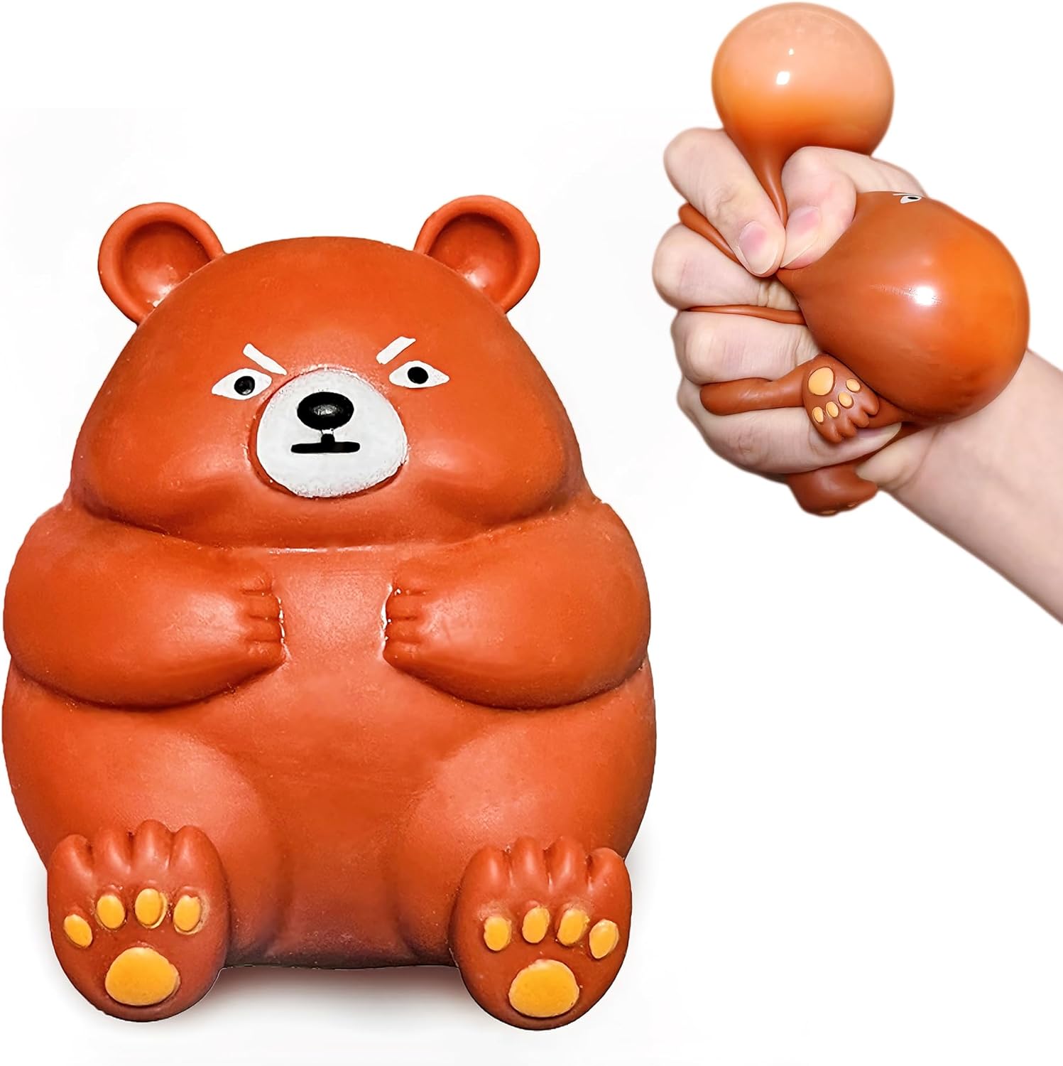 1Pcs Brown Bear Stress Balls for Kids & Adults, Squeeze Bear Fidget Sensory Toys, Squishy Bears Stress Toy, Squeeze Toys for Anxiety Relief, ADHD, OCD, Party Favors and Classroom Prizes (Brown)