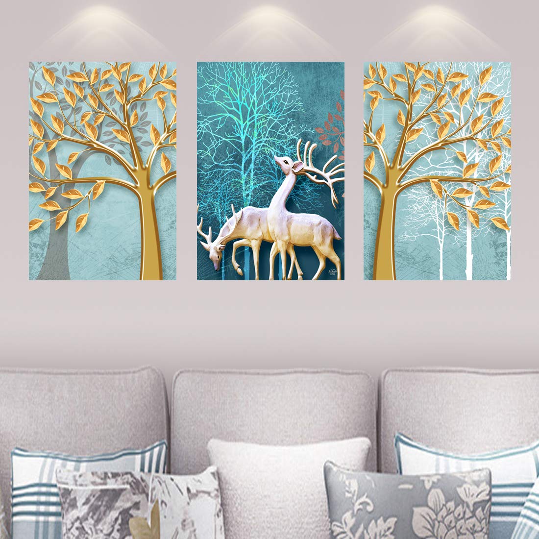 Rangoli Wood Animals Painting, Multicolour, Abstract, 11 x 17 Inch