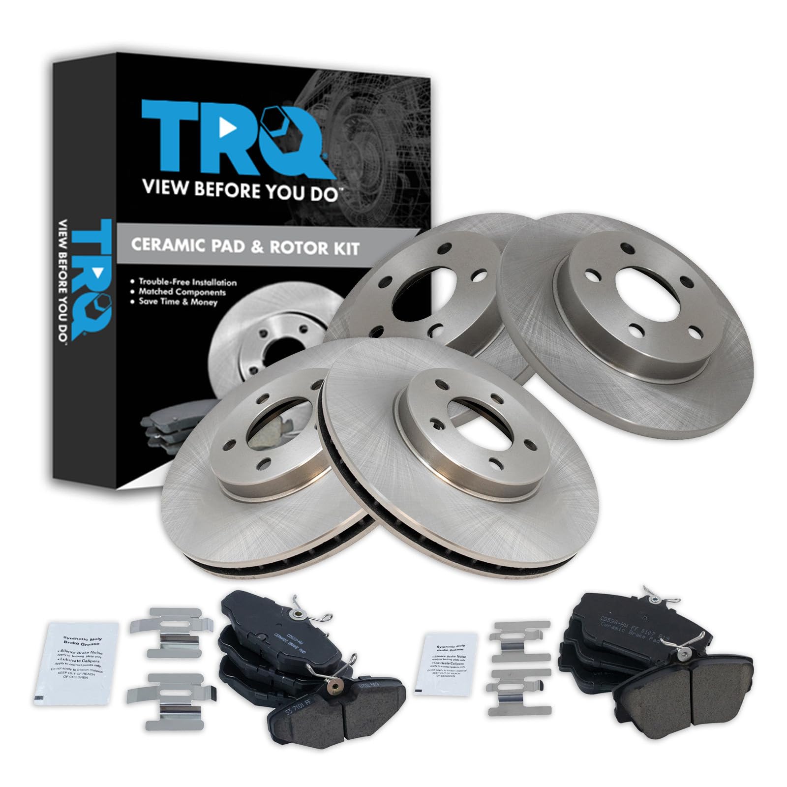 Amazon.com: TRQ Front and Rear Brake Pad and Rotor Set Ceramic