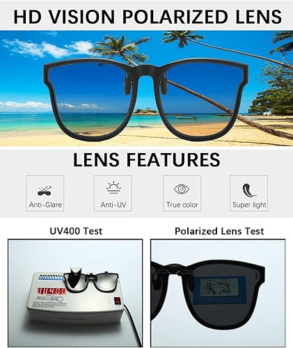 Vista 7 de Long Keeper Gafas de sol polarizadas de gran tamaño con clip para mujeres y hombres, clásicas, para conducir, pescar, con abatibles, sobre gafas