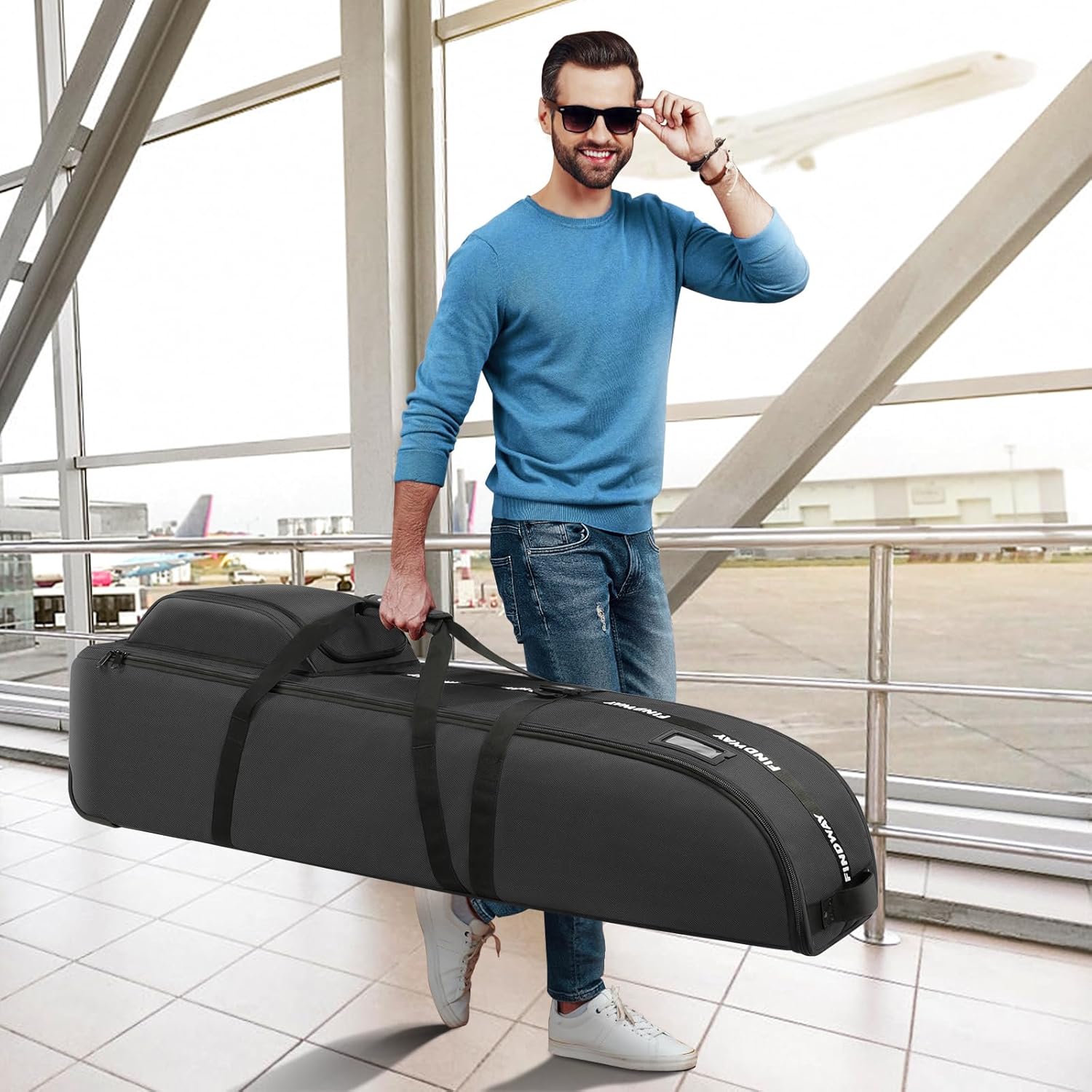 findway Golf Travel Bag for Airlines 900D Heavy Duty Oxford Golf Travel Case with Wheels, Golf Travel Cover with Club Protector Liner for Men Women