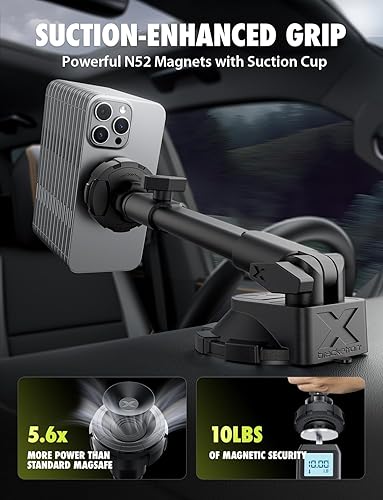 Miniatura 5 de Bracketron MagAlign X Pro - Soporte de teléfono para automóvil con brazo de alcance extendido para tablero y parabrisas, soportes magnéticos para