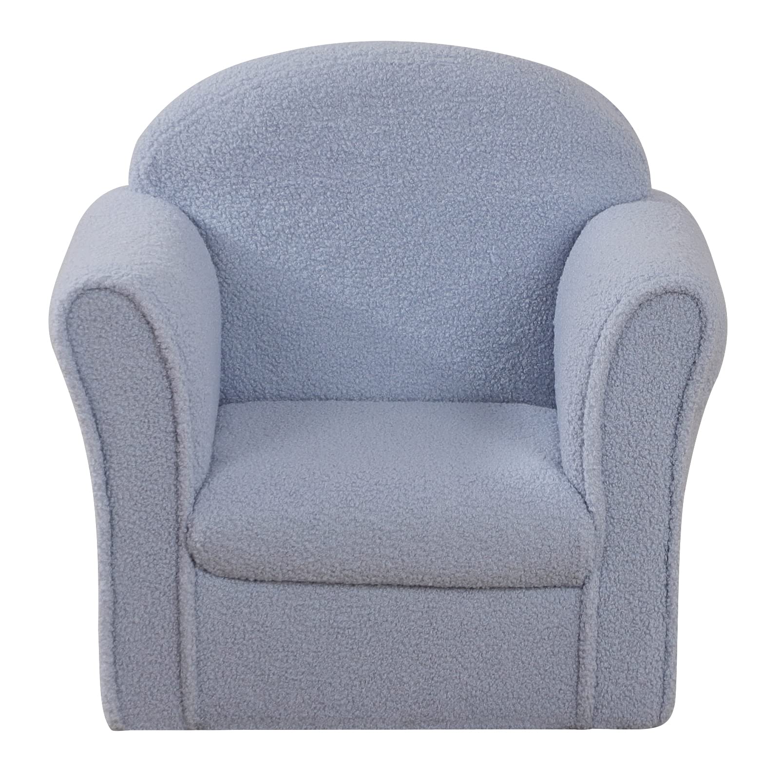 DGBAOBEI Kids Armchair, Single Toddler Sofa with Sturdy Wood Construction and Plush Teddy Velvet, Lightweight Kids Sofa for Boys and Girls, Playroom Preschool Furniture for Ages 1-7 (Blue)
