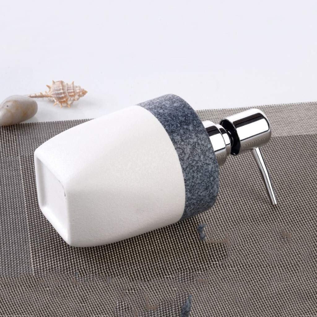 Dispensador de jabón líquido de cerámica para encimeras de cocina o baño, 7,5 x 16,8 cm, Argento-A