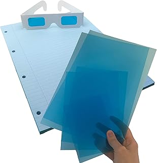 Blue Overlay Starter Pack - Coloured Overlays, Coloured Paper A4 Pad & Tinted Glasses | Reading Aids To Help Visual Stress Relief | A4 Paper, Eye Glasses & Coloured Overlays For Reading