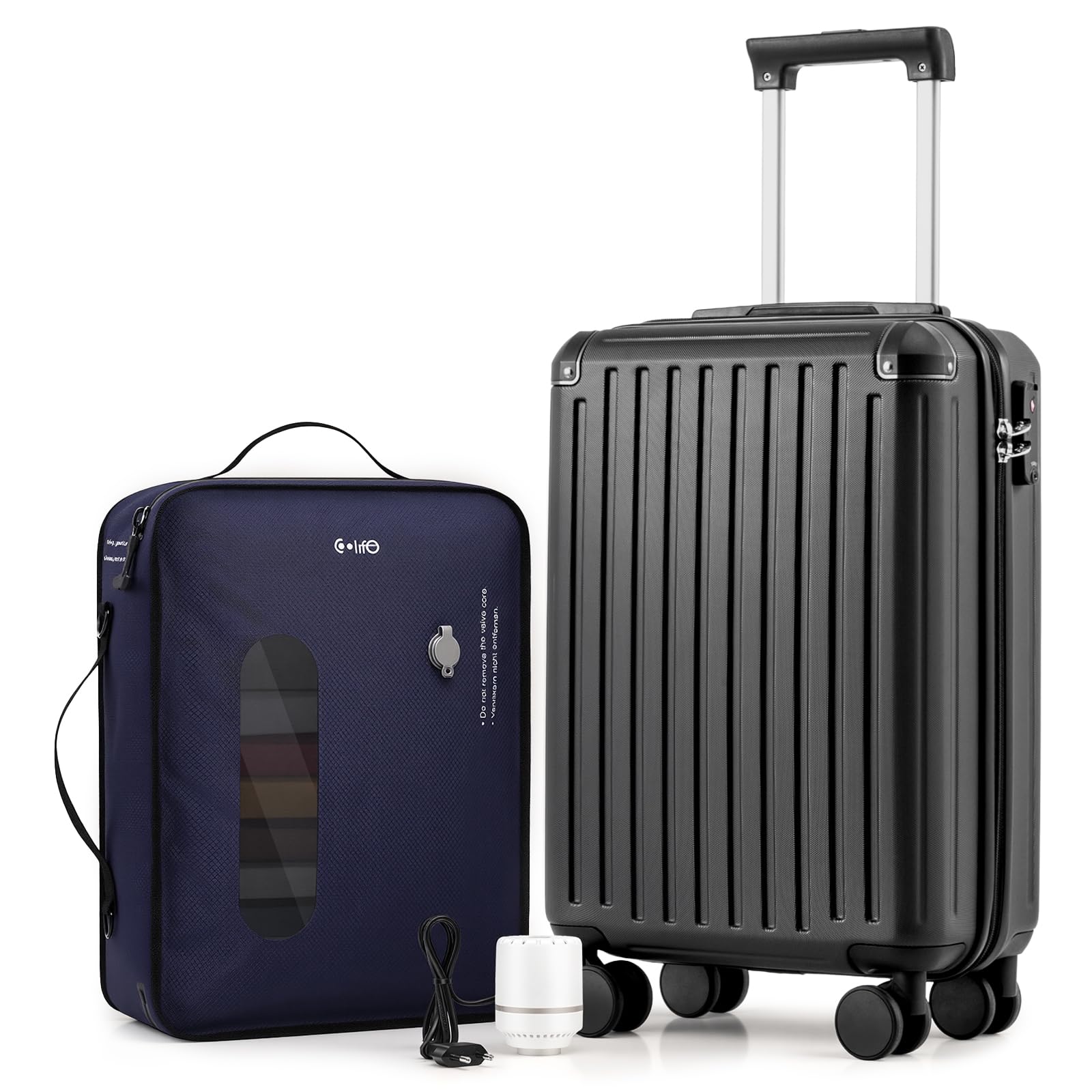 COOLIFE Kabinenkoffer 55X35X20cm für Ryanair Flugzeug Handgepäck Kabinengepäck Hartschalenkoffer mit TSA-Schloss und 4 Zwillingsrollen 2 Jahre Garantie