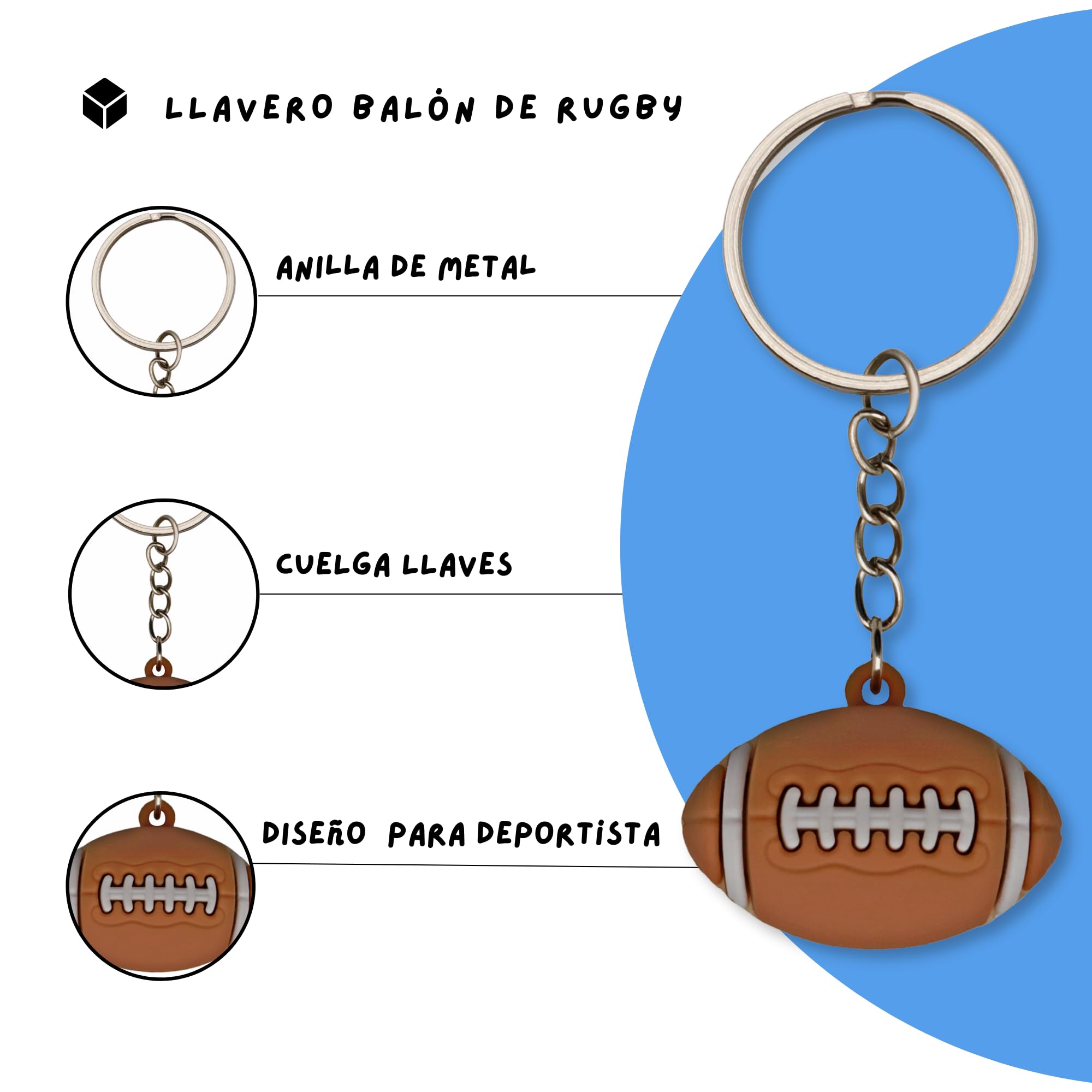 AUTOZOCO Llavero plástico pelota de fútbol americano 10 cm