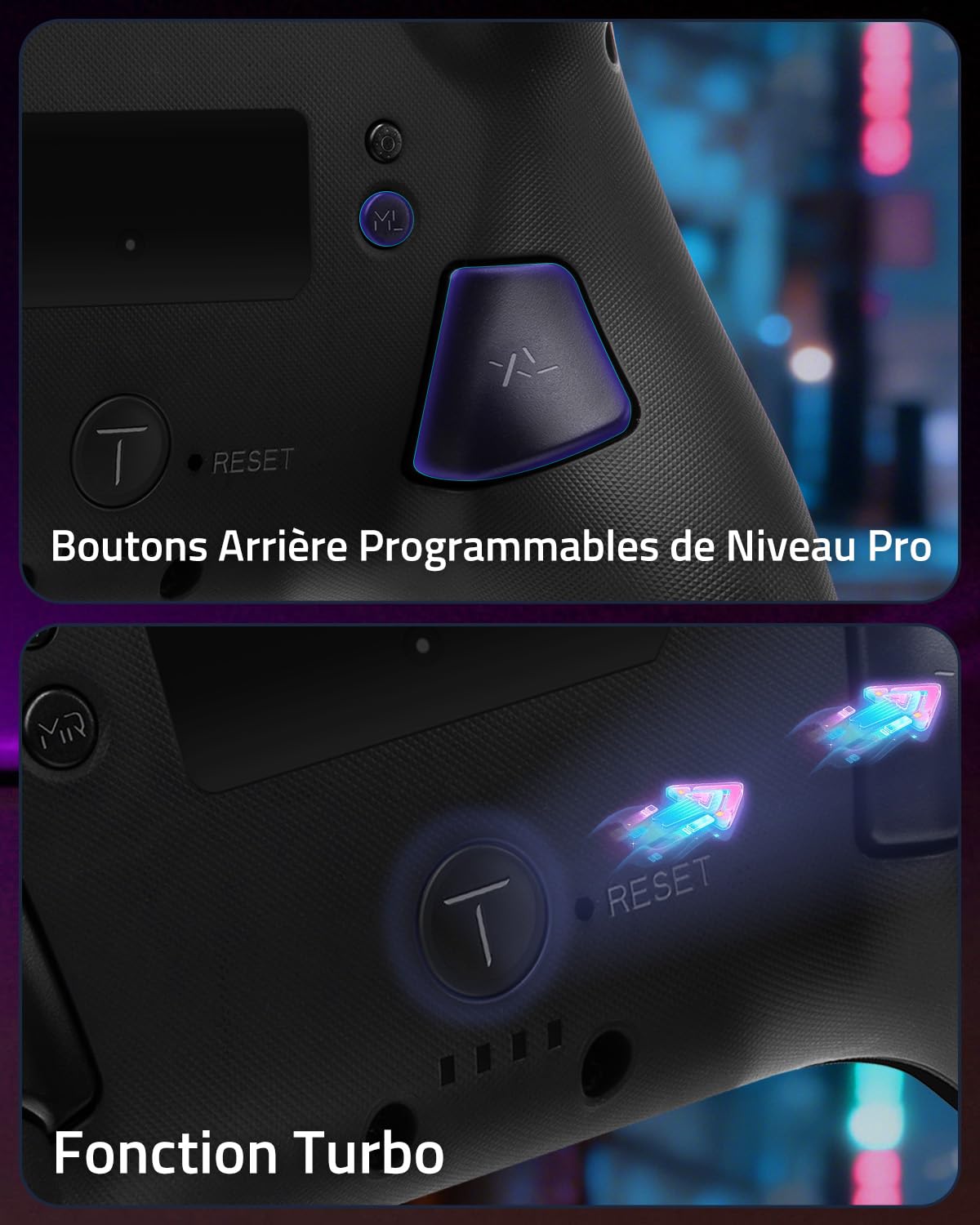 Funlab Manette Switch 2 Pro pour Switch2/OLED, Manette Switch 2 Sans Fil à Effet Hall avec Réveil Instantané, Firefly Bluetooth Pro Controller avec 7 Couleurs LED/Boutons Arrière/Turbo - Noir