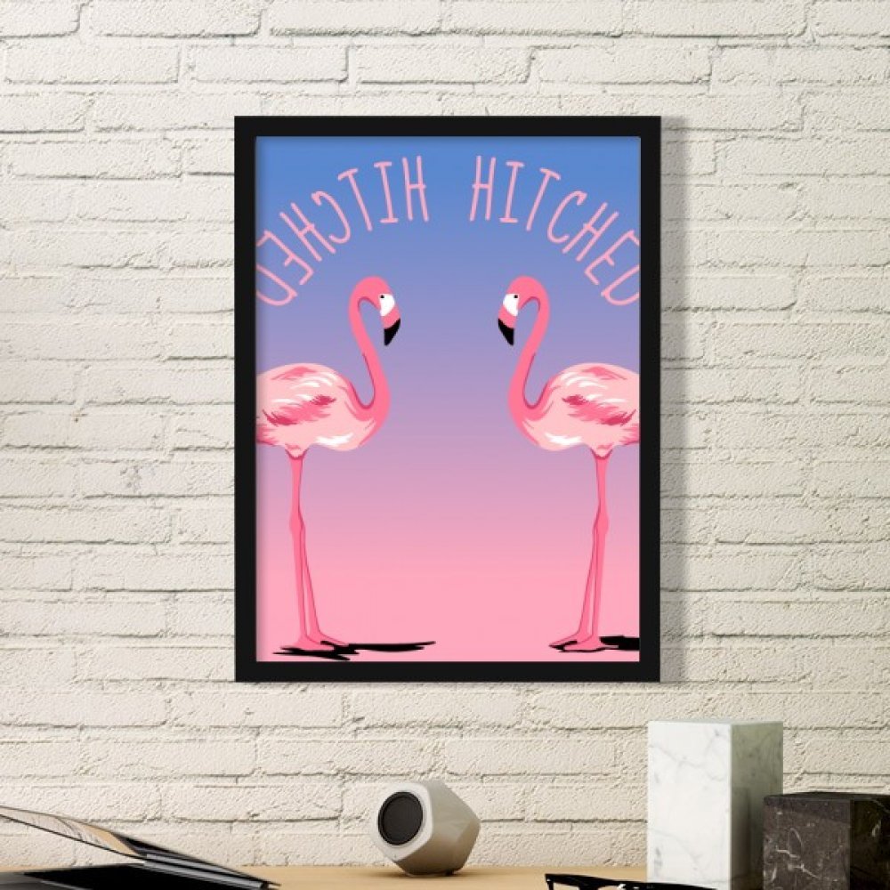 Cadre photo flamant rose rectangulaire bois noir decor maison DIYthinker