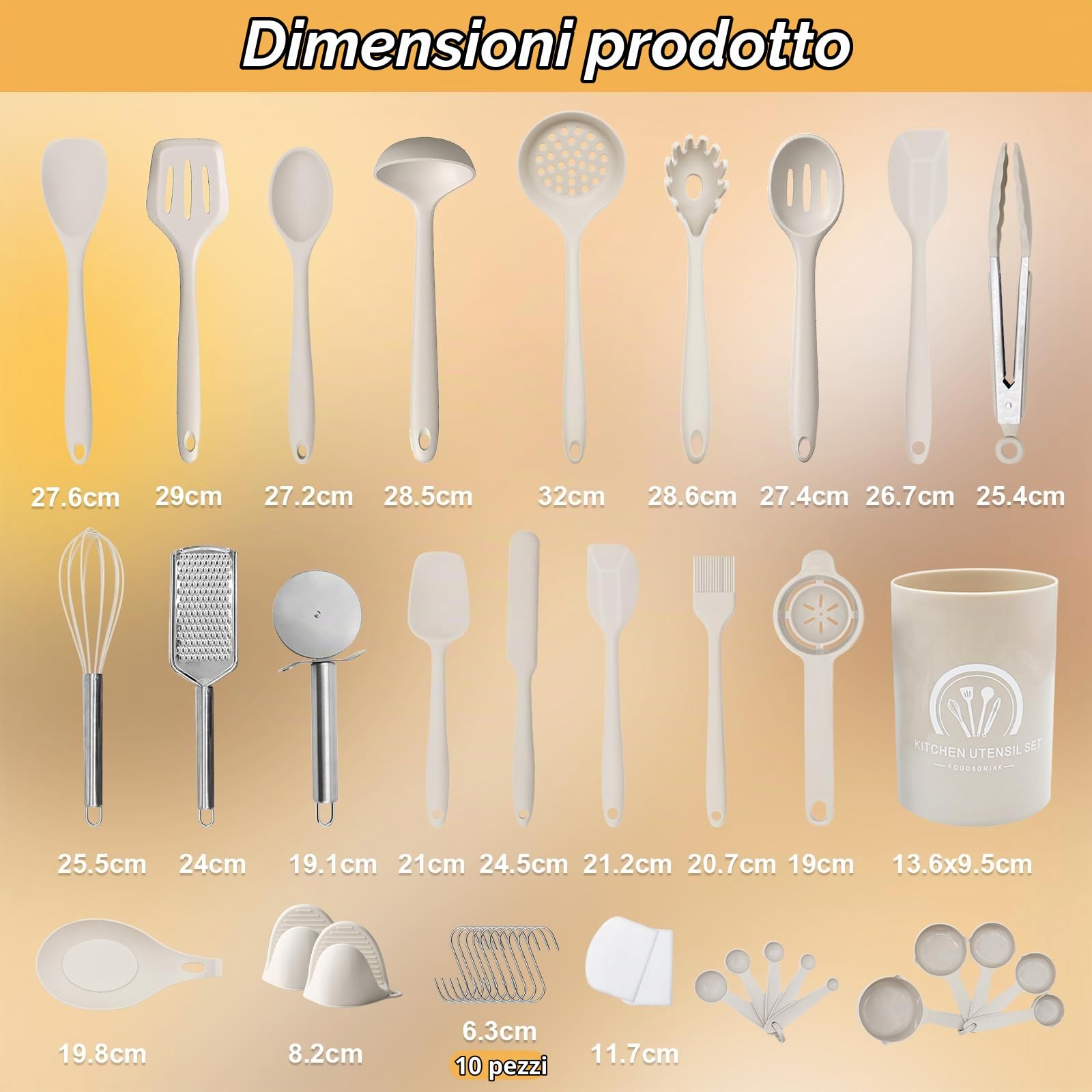 43 pezzi utensili da cucina in silicone set cucina utensili senza bpa kaki