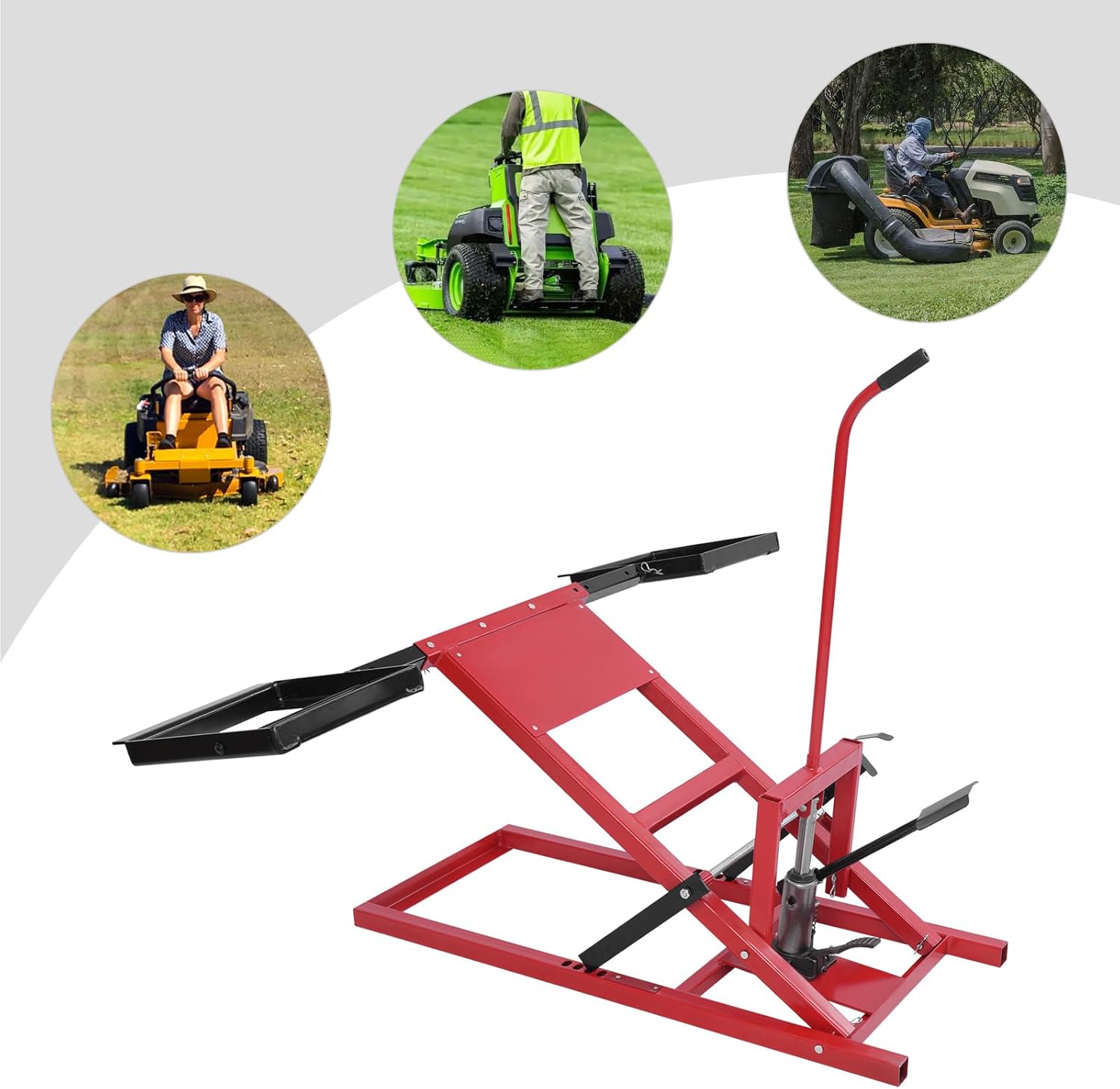 Lawn Mower Lift, Hydraulic Lift Jack for Lawn Mower, 500lbs Load Capacity Lawn Mower Lift, 23-48in Wheel Span Distance Adjustable Lawn Mower Lift for Maintenance and Repair