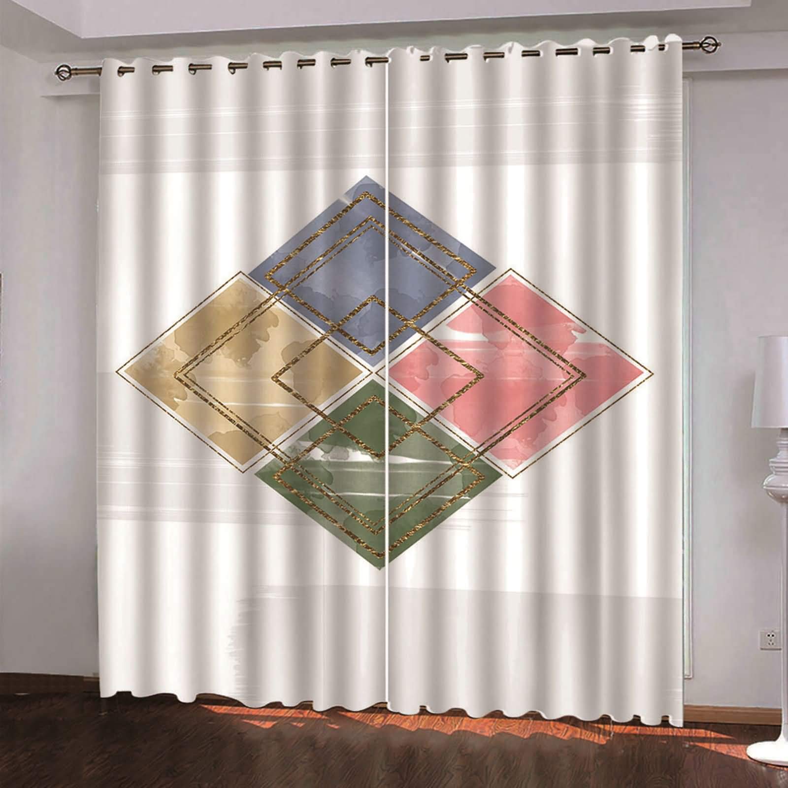Tende Oscuranti 2 Pezzi 107x244 Cm - Blu, Motivo Ricamato, Per Salotto E Camera, Occhiello