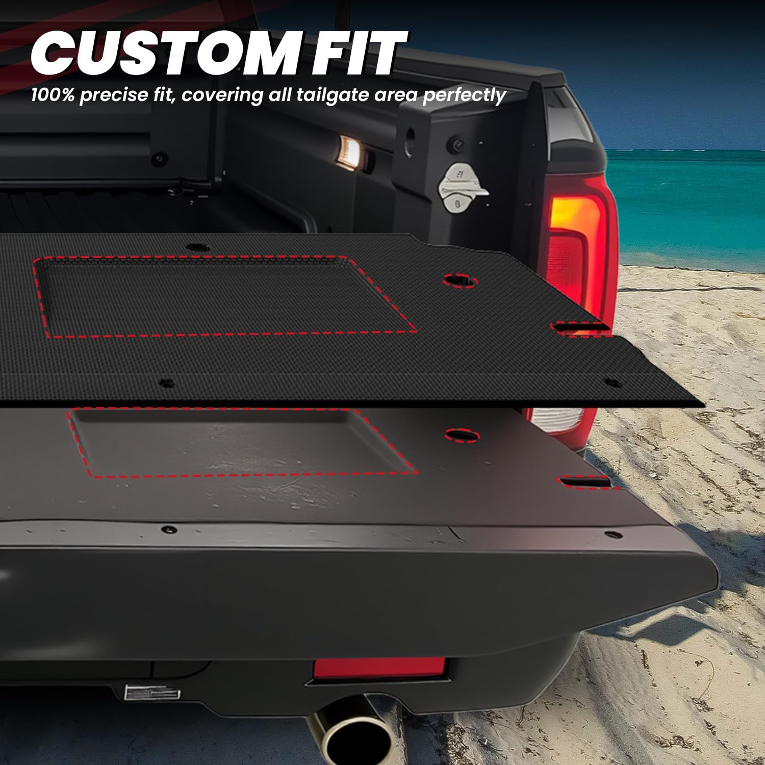 LASFIT Truck Bed Mat & Tailgate Mat for Honda Ridgeline 2017-2019 5.3FT (64.0 in) Bed Mat Tailgate Liner, TPE All Weather Custom Fit, Black